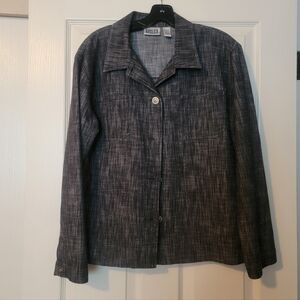 Chico's Design Charcoal Button-Up Jacket Size 3 (XL)